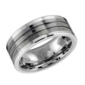 TC14 TUNGSTEN CARBIDE 8MM CERAMIC GROOVED BAND SIZE 10