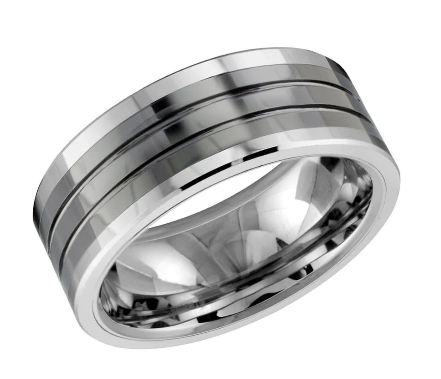 TC14 TUNGSTEN CARBIDE 8MM CERAMIC GROOVED BAND SIZE 10