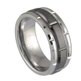 TC29 BLACK CERAMIC TUNGSTEN CARBIDE RECTANGULAR CUT 8MM BAND SIZE 10