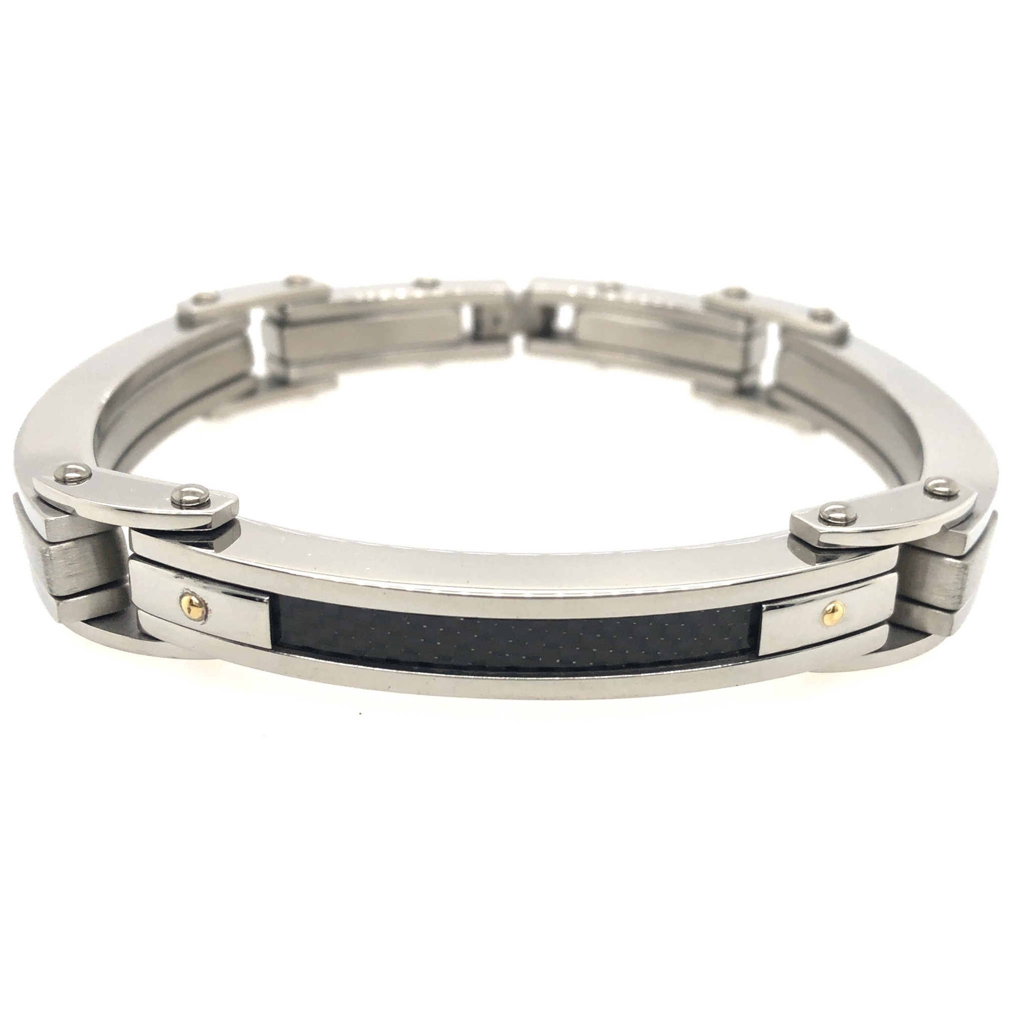 K1349C ITALGEM STAINLESS STEEL CARBON FIBRE 18K YELLOW GOLD ACCENT MENS BRACELET K1349C ITALGEM STAINLESS STEEL CARBON FIBRE 18K YELLOW GOLD ACCENT MENS BRACELET