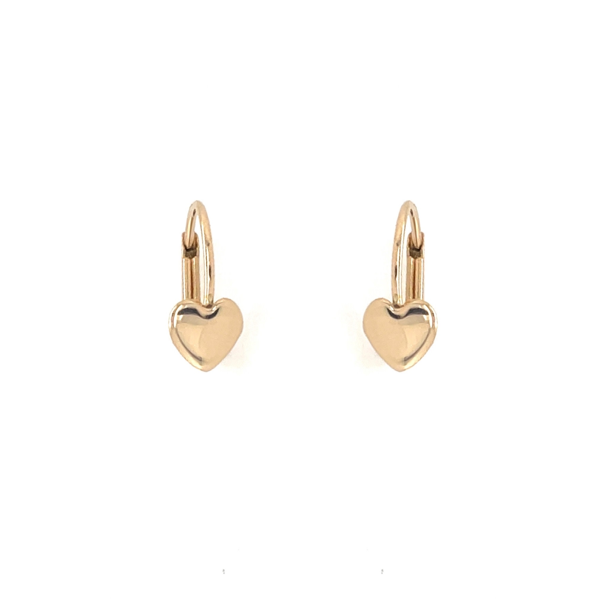 30616 14K YELLOW GOLD HEART LEVERBACK HUGGIES