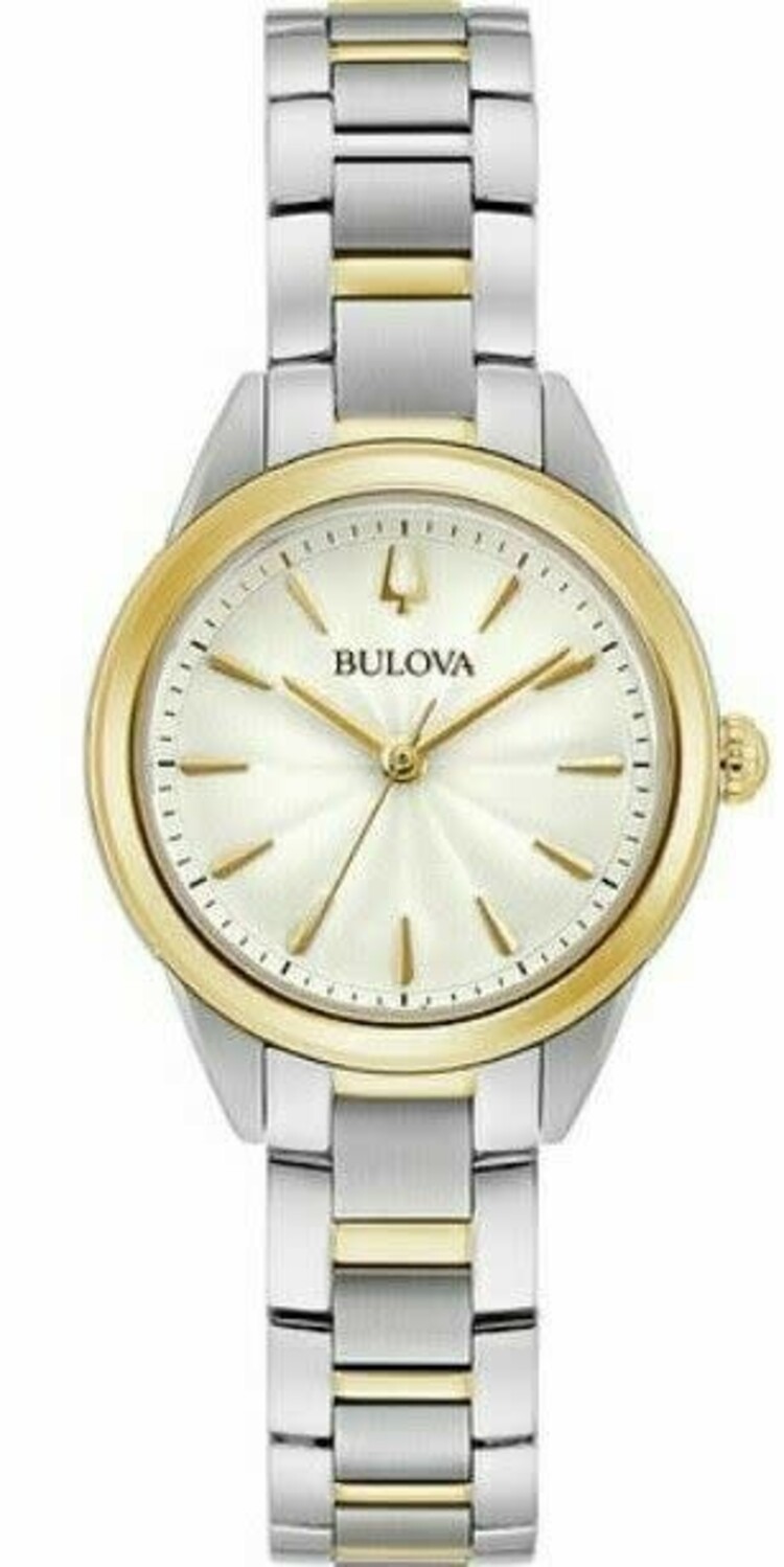 BULOVA SUTTON WHITE DAIL 2 TONE STAINLESS STEEL BRACELET LADIES WATCH