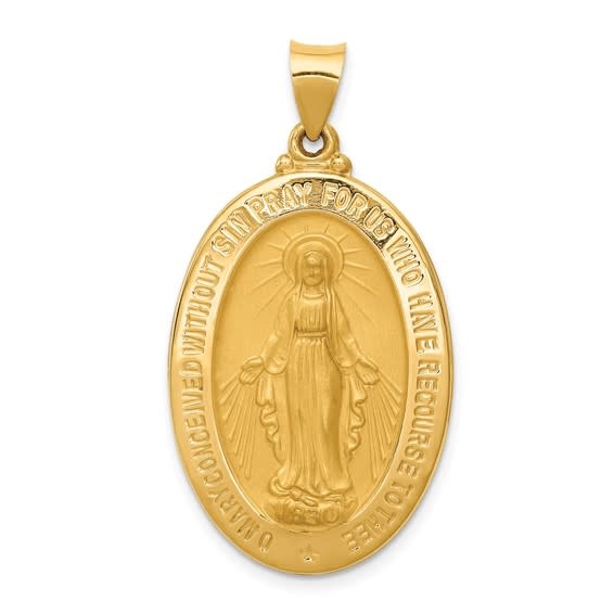 77180 14K YELLOW GOLD 1" 17MMx24MM OVAL MIRACULOUS MEDAL