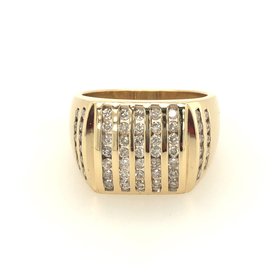 45040 14K YELLOW GOLD .76TCW DIAMOND MULTI ROW CHANNEL SET MENS RING