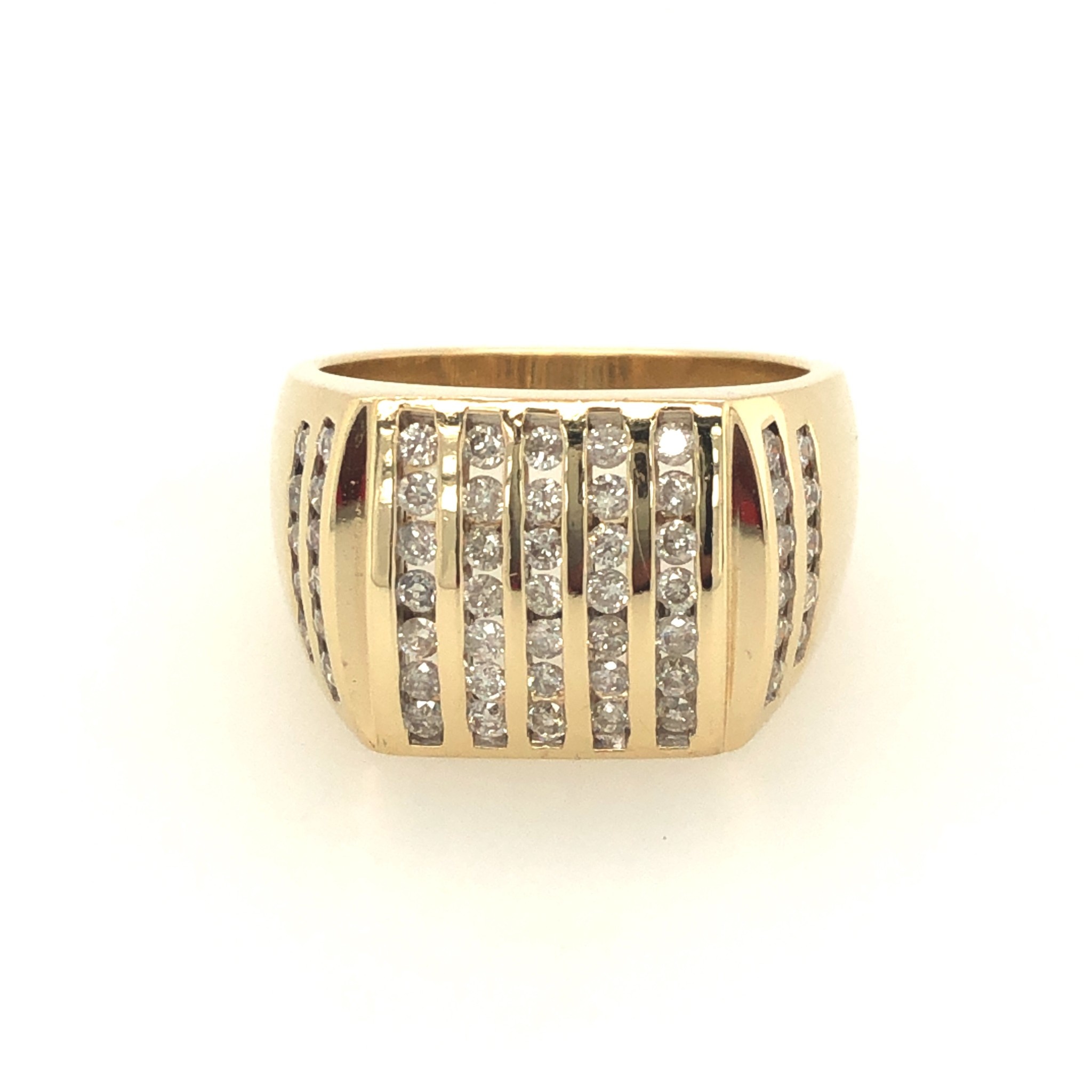 45040 14K YELLOW GOLD .76TCW DIAMOND MULTI ROW CHANNEL SET MENS RING