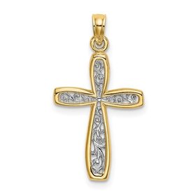77904 14K TWO TONE GOLD FILIGREE CROSS