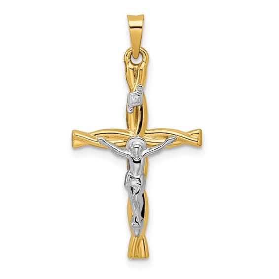 77183 14K 2 TONE TWISTED DESIGN CRUCIFIX