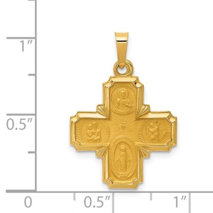 77186 14K YELLOW GOLD FOUR WAY MEDAL CROSS