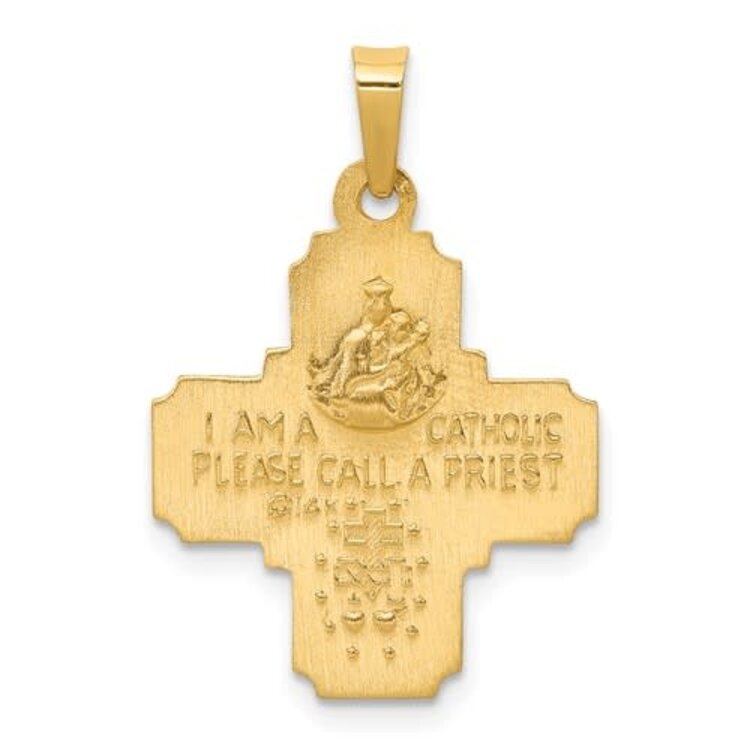 77186 14K YELLOW GOLD FOUR WAY MEDAL CROSS