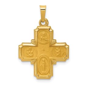 77186 14K YELLOW GOLD FOUR WAY MEDAL CROSS