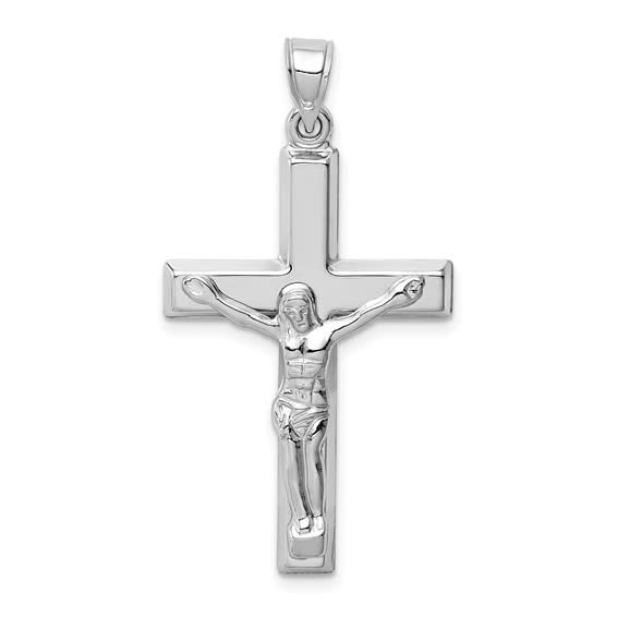 77188 14K WHITE GOLD TRADITIONAL FLAT 1.25" CRUCIFIX
