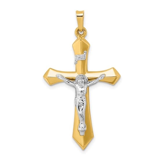 77193 14K 2 TONE POINTED EDGE CRUCIFIX