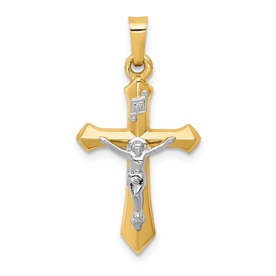 77194 14K 2 TONE POINTED EDGE CRUCIFIX