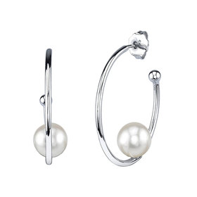 146615/013 NOMINATION STERLING SILVER HOOPS WITH PEARL PUSH BACK EARRINGS