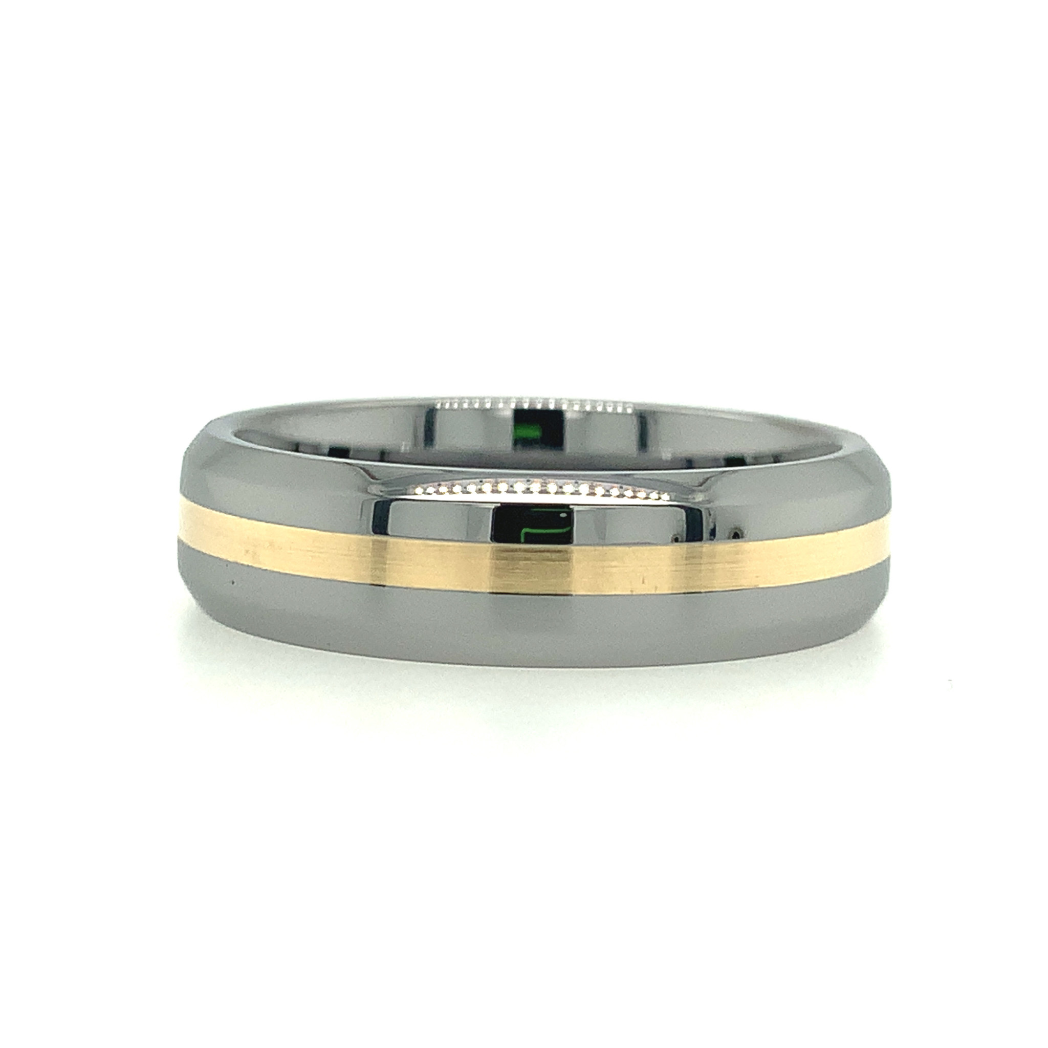477555 TUNGSTEN 6MM WITH 18K YELLOW GOLD RING (SIZE 10.5 )