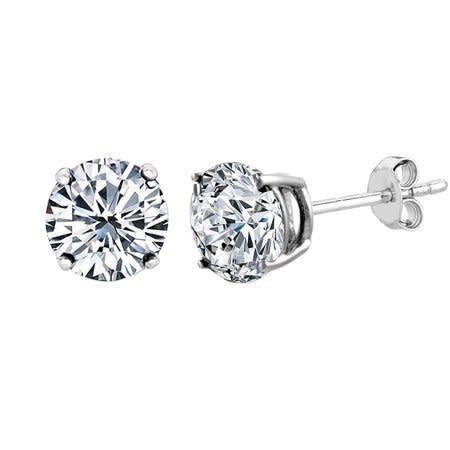 30625 14K WHITE GOLD 5MM CUBIC ZIRCONIA PUSH BACK STUDS