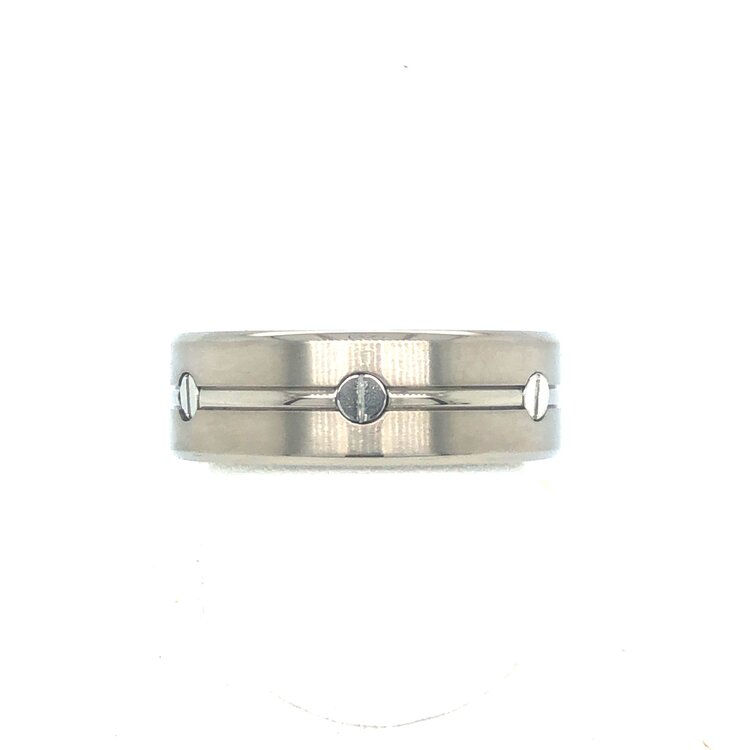 475391 TITANIUM SCREW DESIGN MATTE FINISH WEDDING BAND