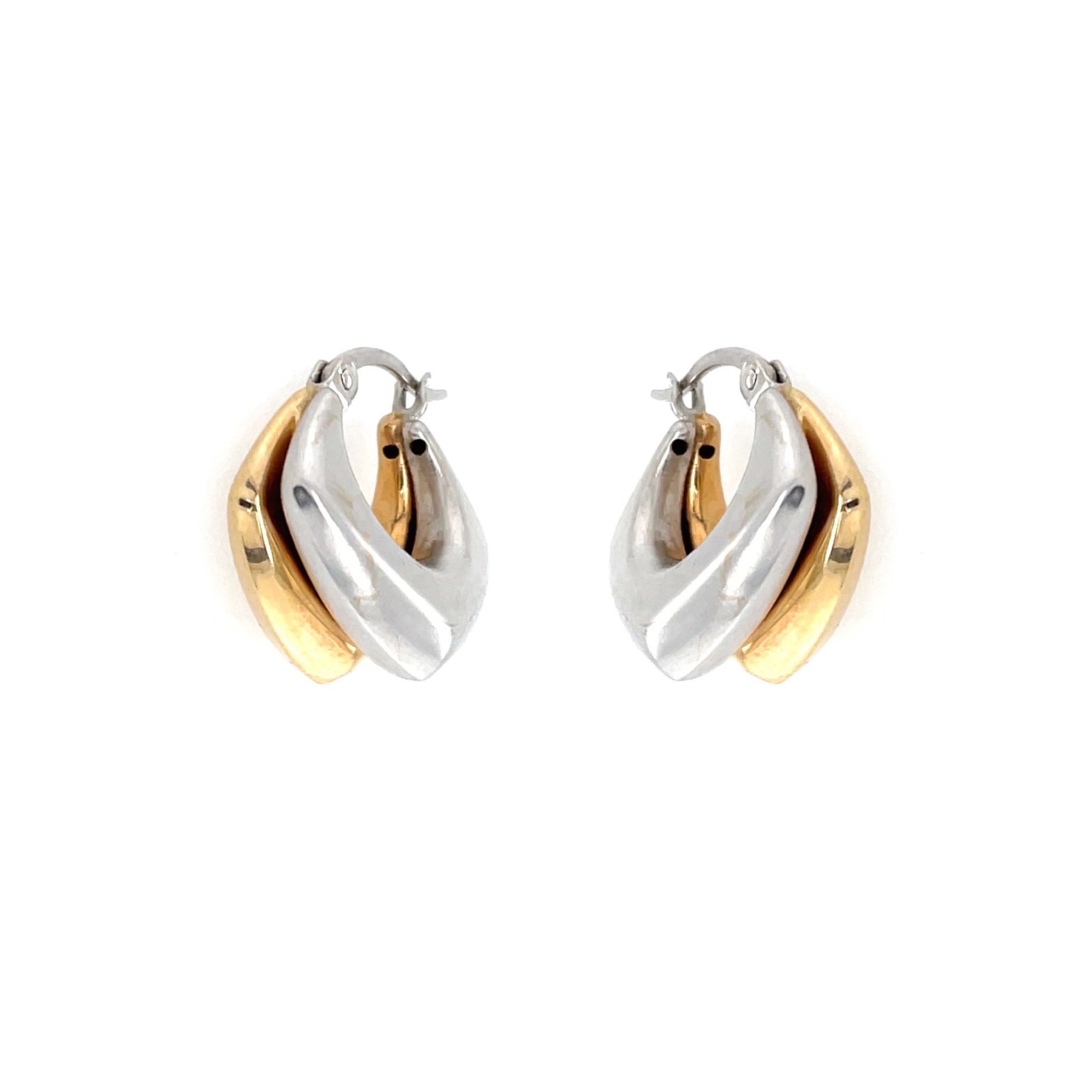 30077 14K 2 TONE DOUBLE TRIANGULAR HOOPS .50’’