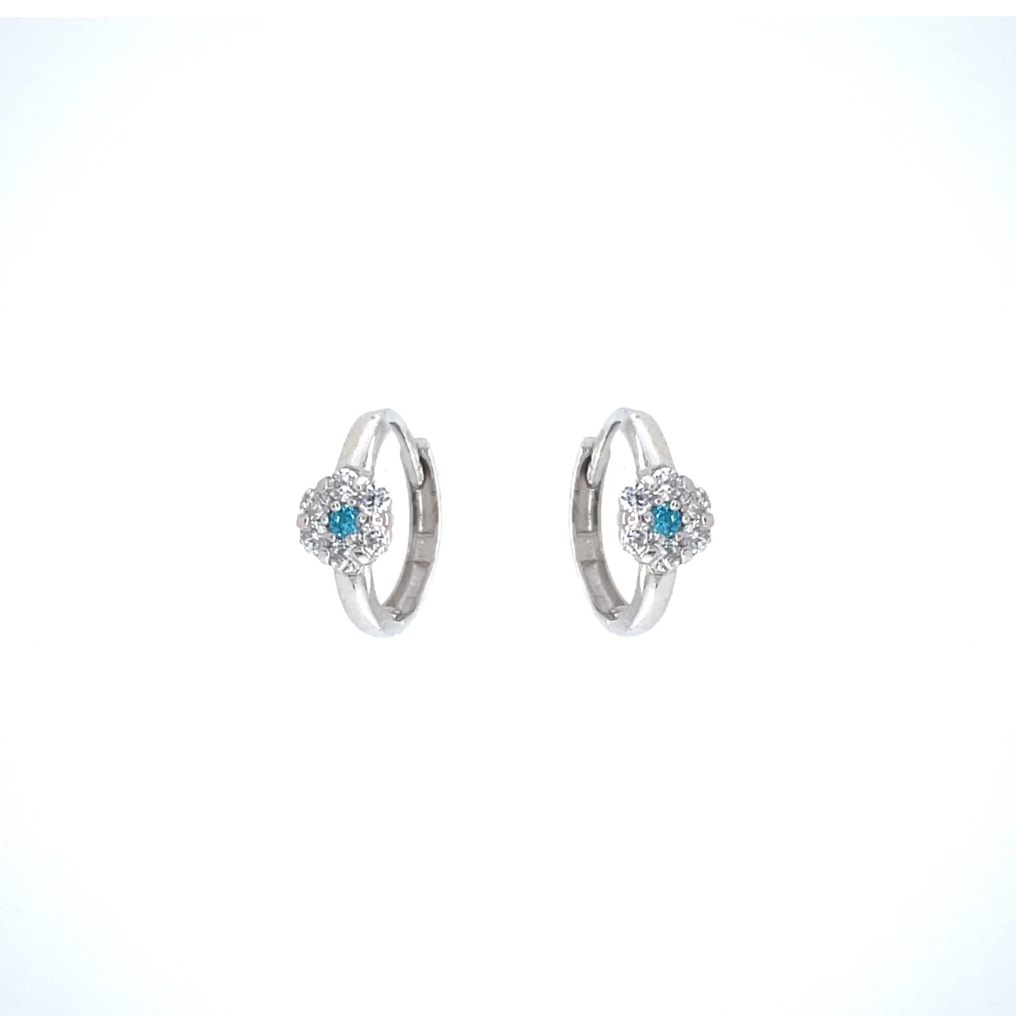 32084 14K WHITE GOLD MULTICOLOR CUBIC ZIRCONIA FLOWER HUGGIES
