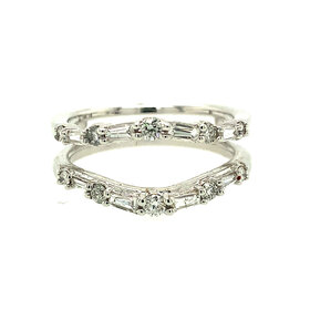 47142 14K WHITE GOLD .50TCW BAGUETTE AND ROUND DIAMOND INSERT RING