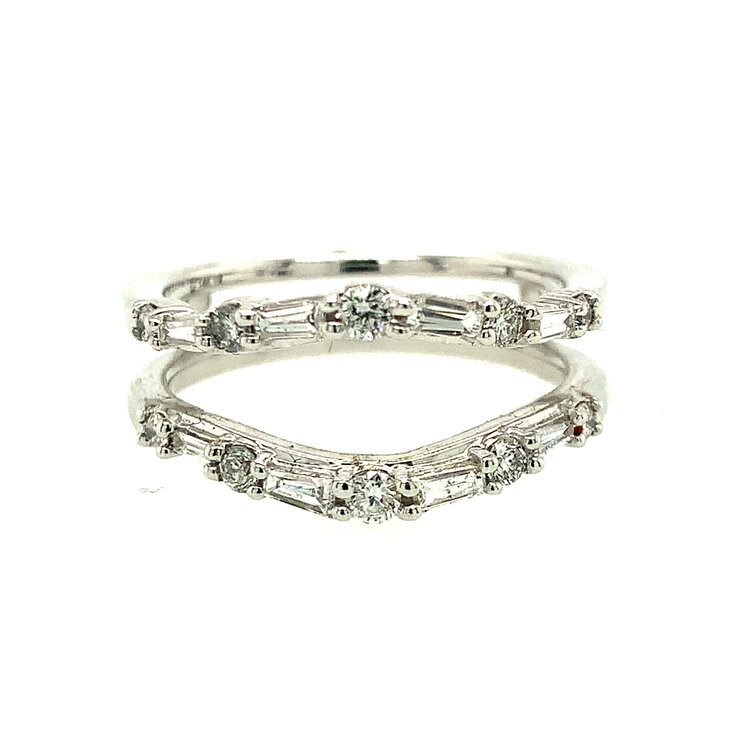 47142 14K WHITE GOLD .50TCW BAGUETTE AND ROUND DIAMOND INSERT RING