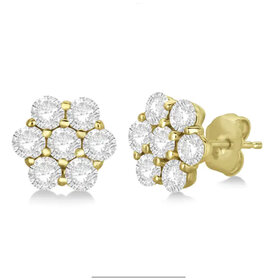 30631 14K YELLOW GOLD 0.83TCW CLUSTER STUD DIAMOND EARRINGS