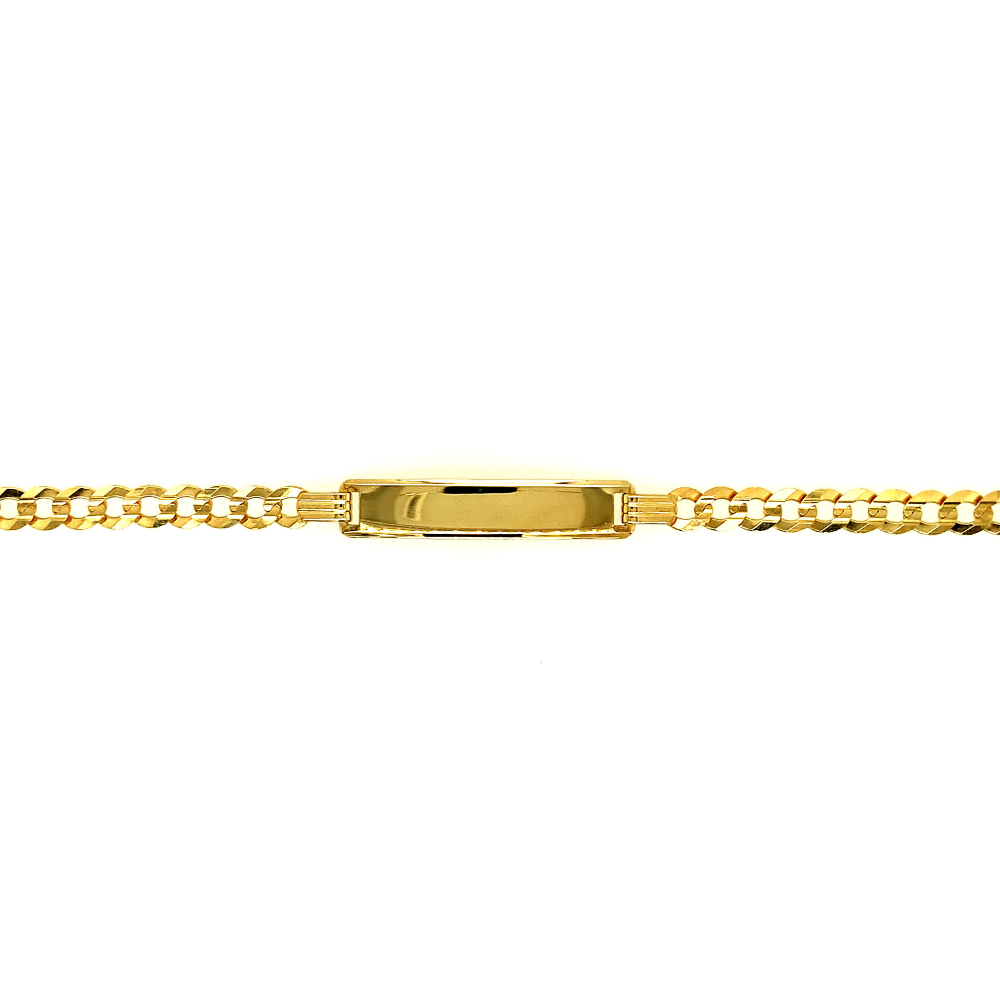 20122 14K YELLOW GOLD 4.5MM 6" CUBAN LINK NAME ID BABY BRACELET