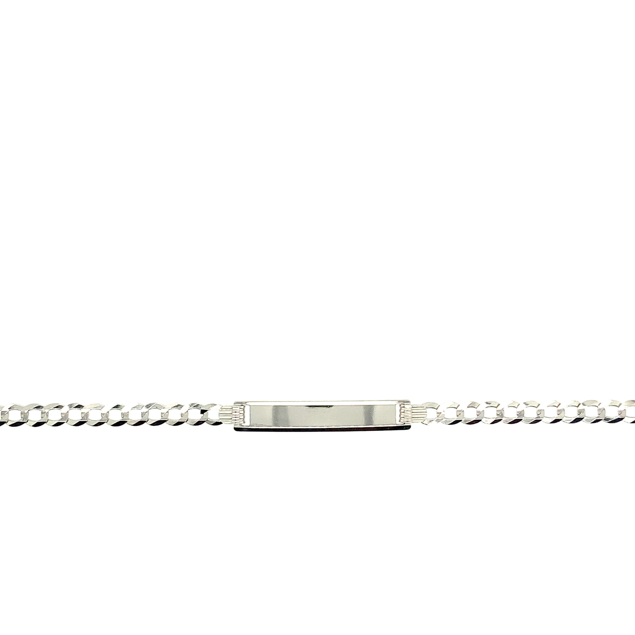 20126 14K WHITE GOLD 3.2MM 6" CUBAN LINK BABY NAME ID BRACELET