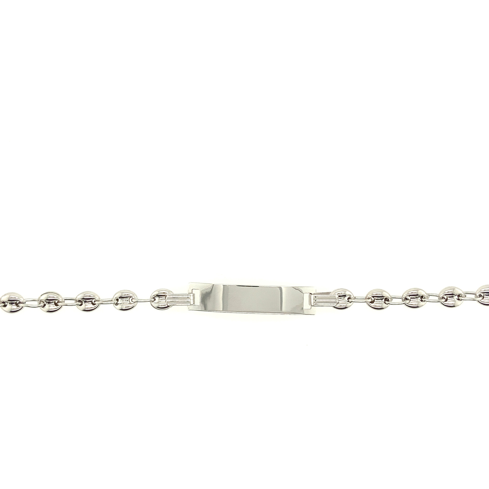 20132 14K WHITE GOLD 4.5MM 6" PUFFY GUCCI LINK BABY NAME ID BRACELET