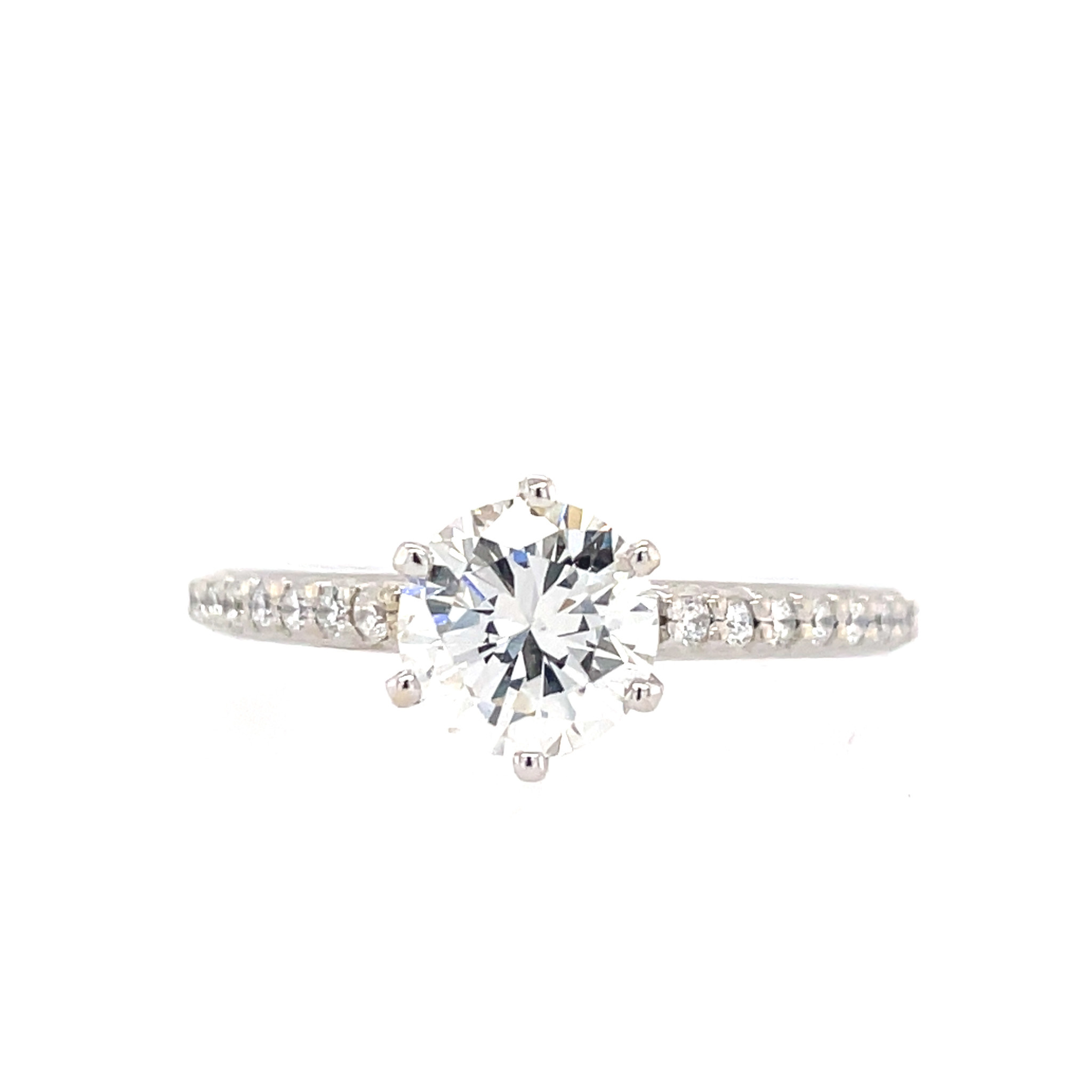 475642 14K WHITE GOLD 1.02CT F VS2 AND .20TCW SHANK ENGAGEMENT RING