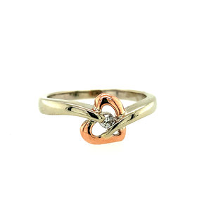 40172 10K 2 TONE ROUND DIAMOND CENTER WITH OPEN HEART RING
