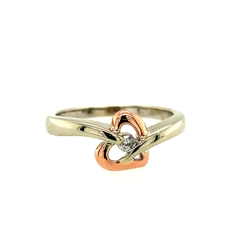 40172 10K 2 TONE ROUND DIAMOND CENTER WITH OPEN HEART RING