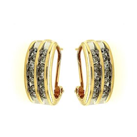 30645 14K YELLOW GOLD .40TCW DIAMOND CHANNEL SET DOUBLE ROW OMEGA BACK EARRINGS