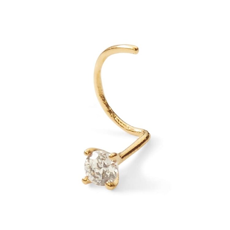 30649 14K YELLOW GOLD DIAMOND NOSE RING