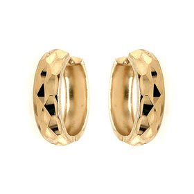 30669 14K YELLOW GOLD DIAMOND CUT FACETED HUGGIES