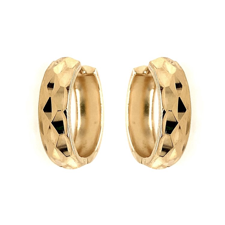 30669 14K YELLOW GOLD DIAMOND CUT FACETED HUGGIES
