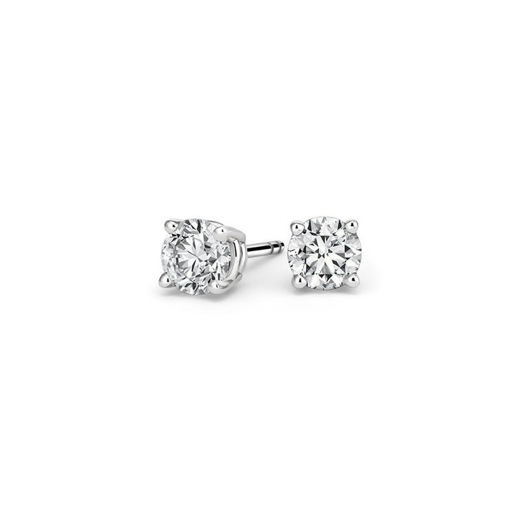 30682 14K WHITE GOLD .80TCW ROUND DIAMOND H SI3 BASKET SET SCREW BACK STUDS