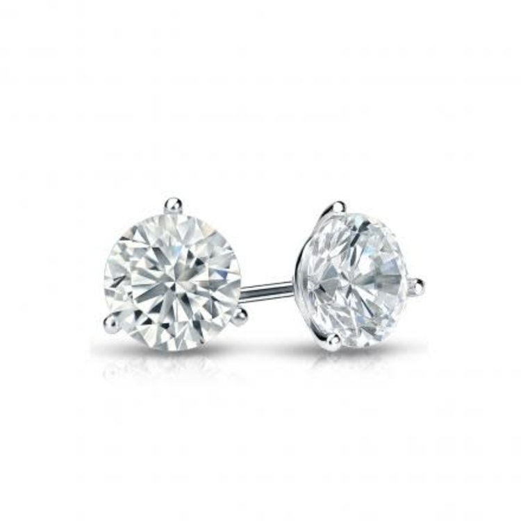 30688 14K WHITE GOLD .64TCW ROUND DIAMOND I I1 MARTINI SET PUSH BACK STUDS