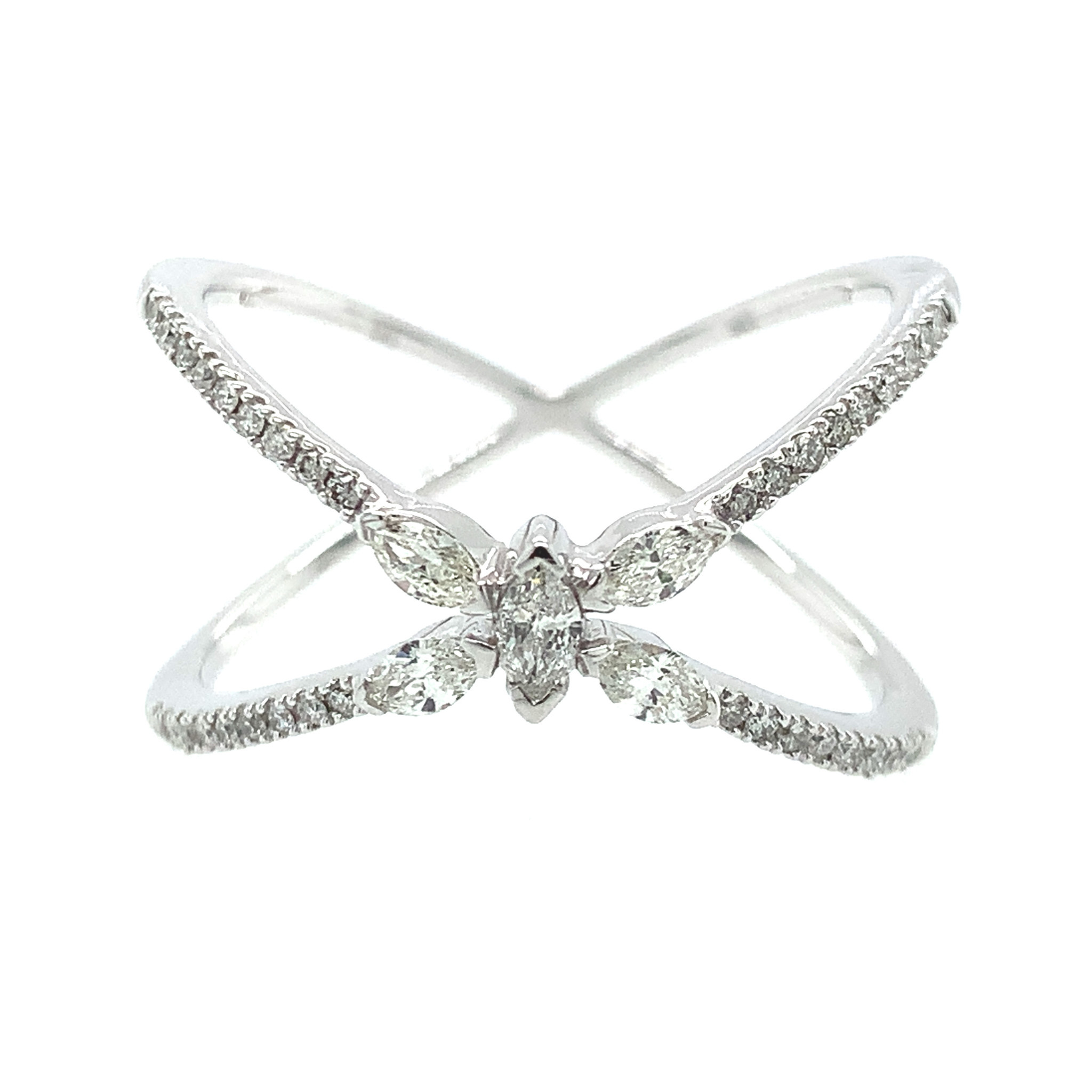 40181 10K WHITE GOLD X DESIGN FASHION RING WITH MARQUIS DIAMONDS .33 CTS 40181 10K WHITE GOLD X DESIGN FASHION RING WITH MARQUIS DIAMONDS .33 CTS