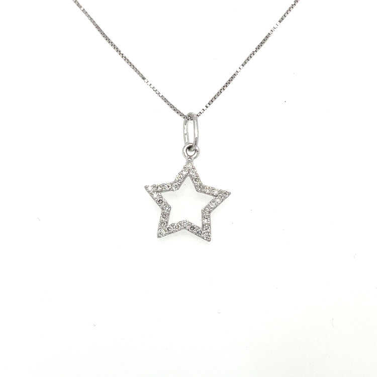 70181 14K WHITE GOLD .20TCW DIAMOND OPEN STAR PENDANT SET