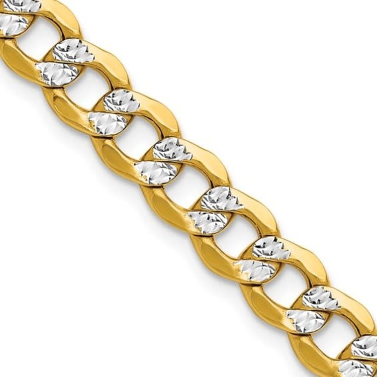 50191 14K 16’’ 2 TONE DIAMOND CUT CUBAN LINK CHAIN 3MM
