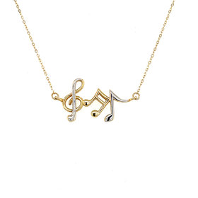 60058 14K 2 TONE MUSIC NOTES HIGH POLISH NECKLACE
