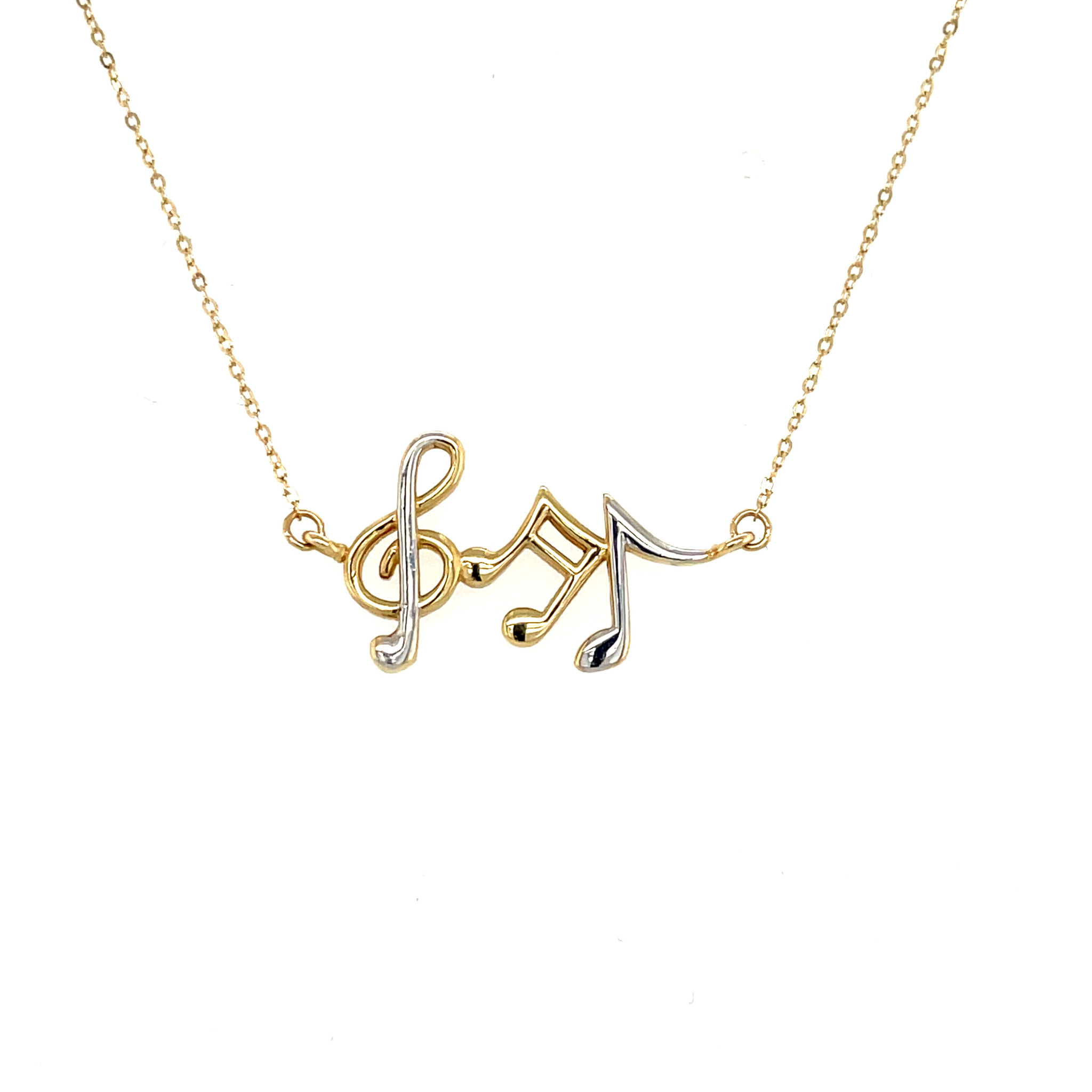 60058 14K 2 TONE MUSIC NOTES NECKLACE