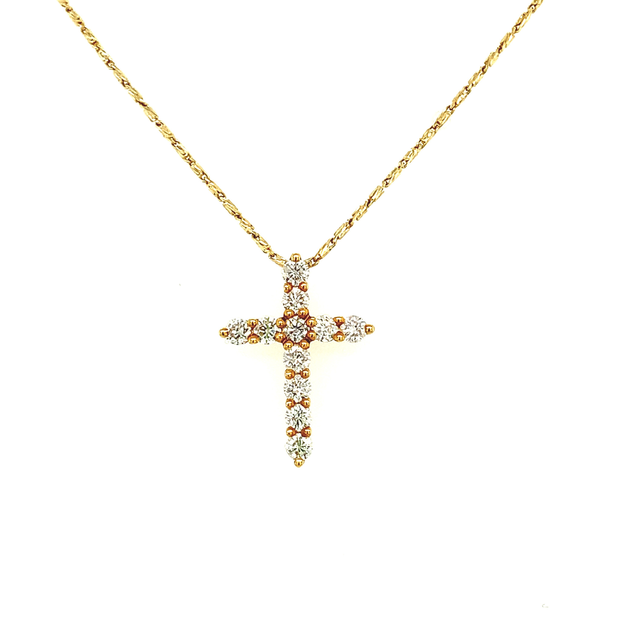 70041 18K YELLOW GOLD .50TCW DIAMOND CROSS SET