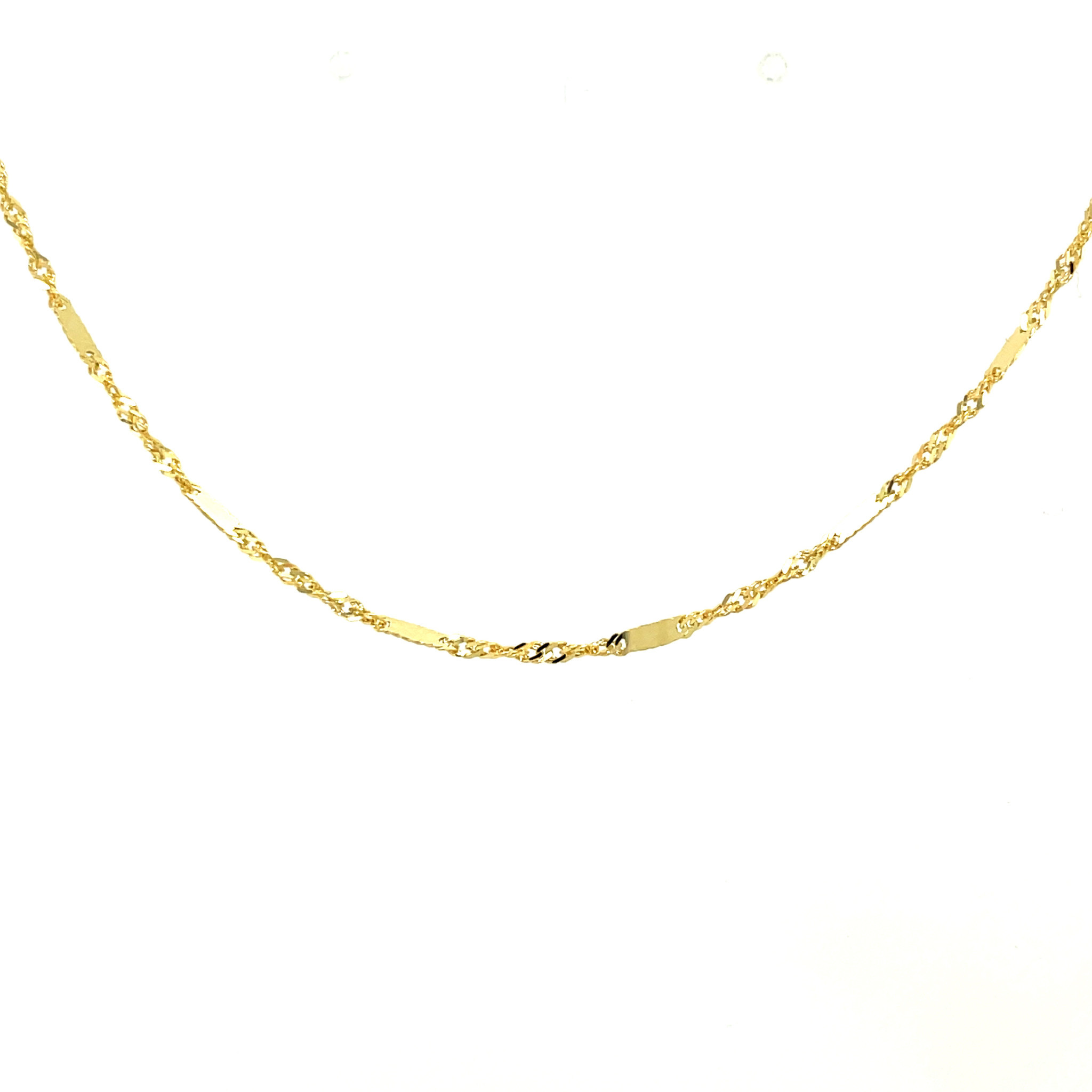 50209 14K YELLOW GOLD 16" SINGAPORE AND BAR LINK CHAIN