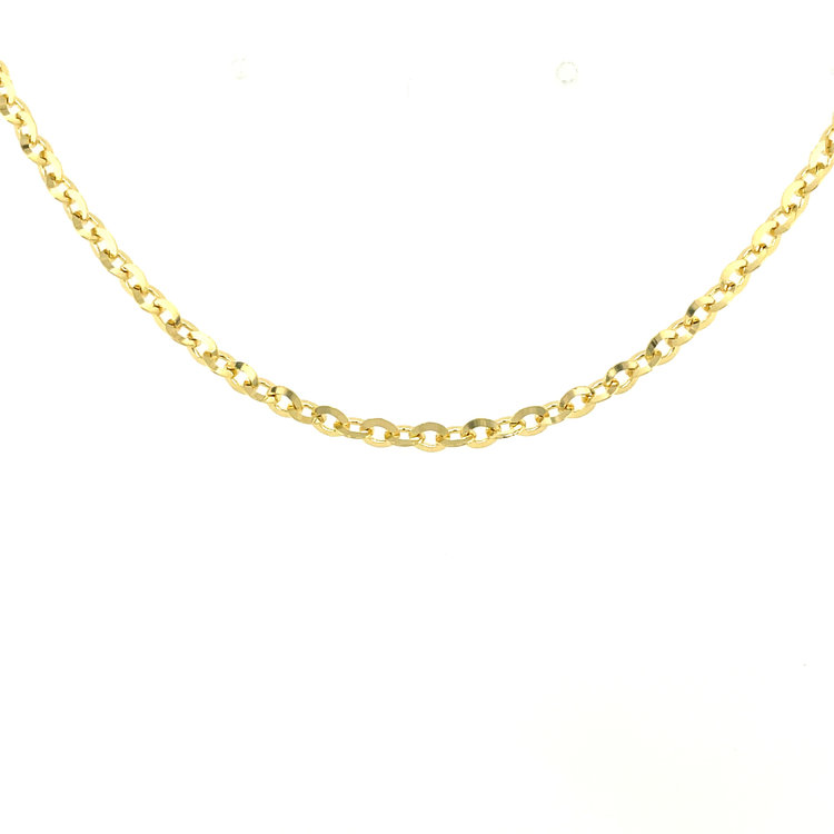70169 18K YELLOW GOLD HIGH POLISH CROSS WITH 20" THIN  CURB LINK CHAIN
