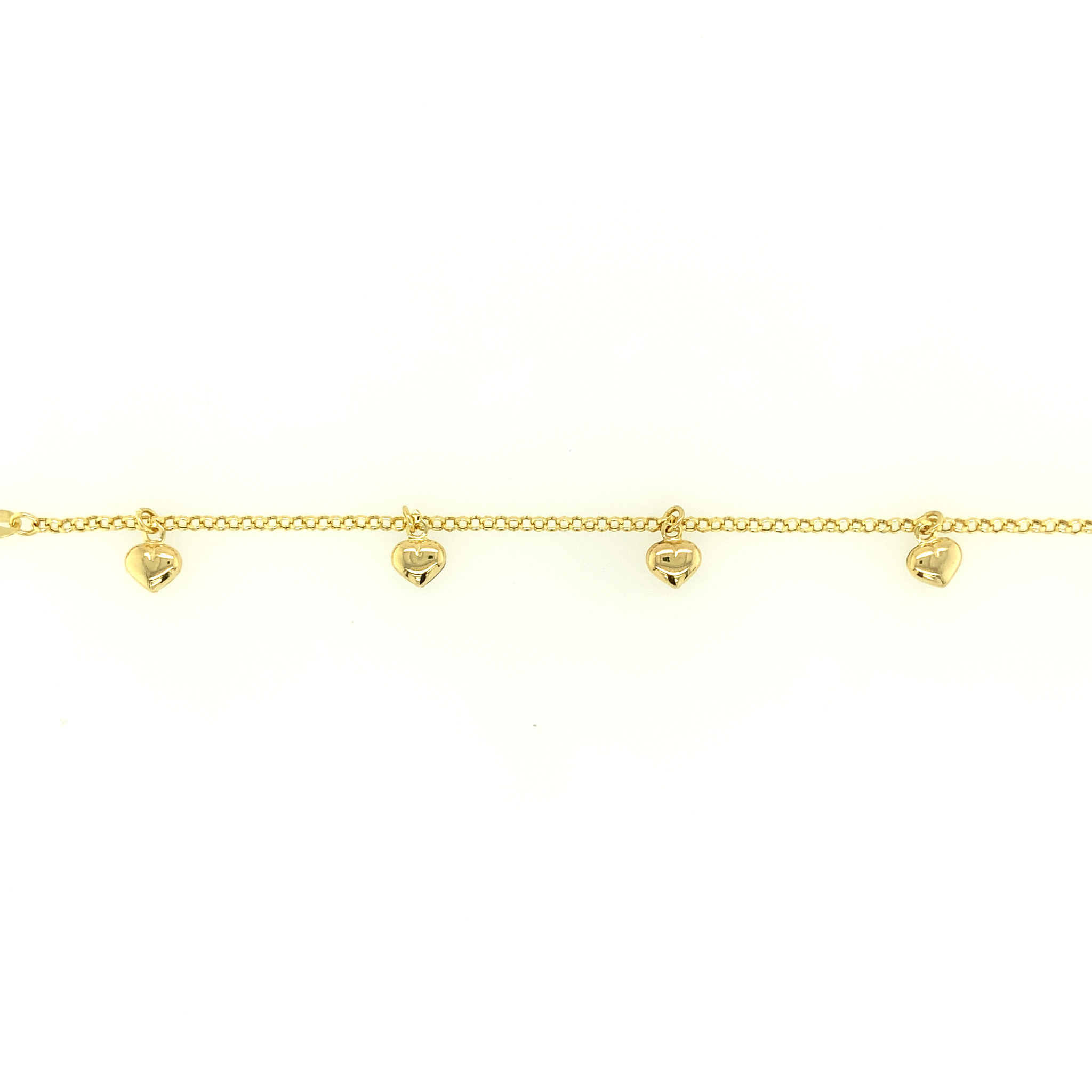 20150 14K YELLOW GOLD PUFFY HEART ROLO BRACELET