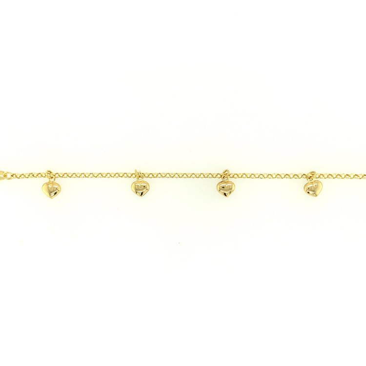 20150 14K YELLOW GOLD PUFFY HEART ROLO BRACELET