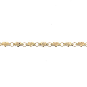 20153 14K YELLOW GOLD 7" SATIN AND HIGH POLISH PUFFY HEART WITH JUMPRING BRACELET