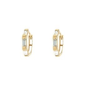 30722 14K YELLOW GOLD BAGUETTE CUBIC ZIRCONIA BAR SET HUGGIES